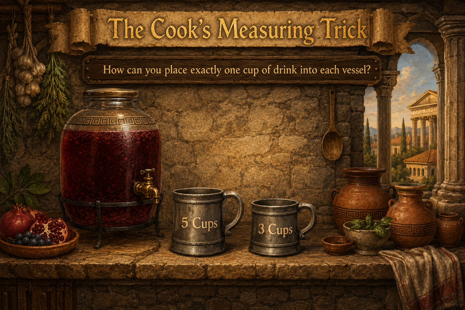 The Cook's Measuring Trick — jar and two measuring vessels